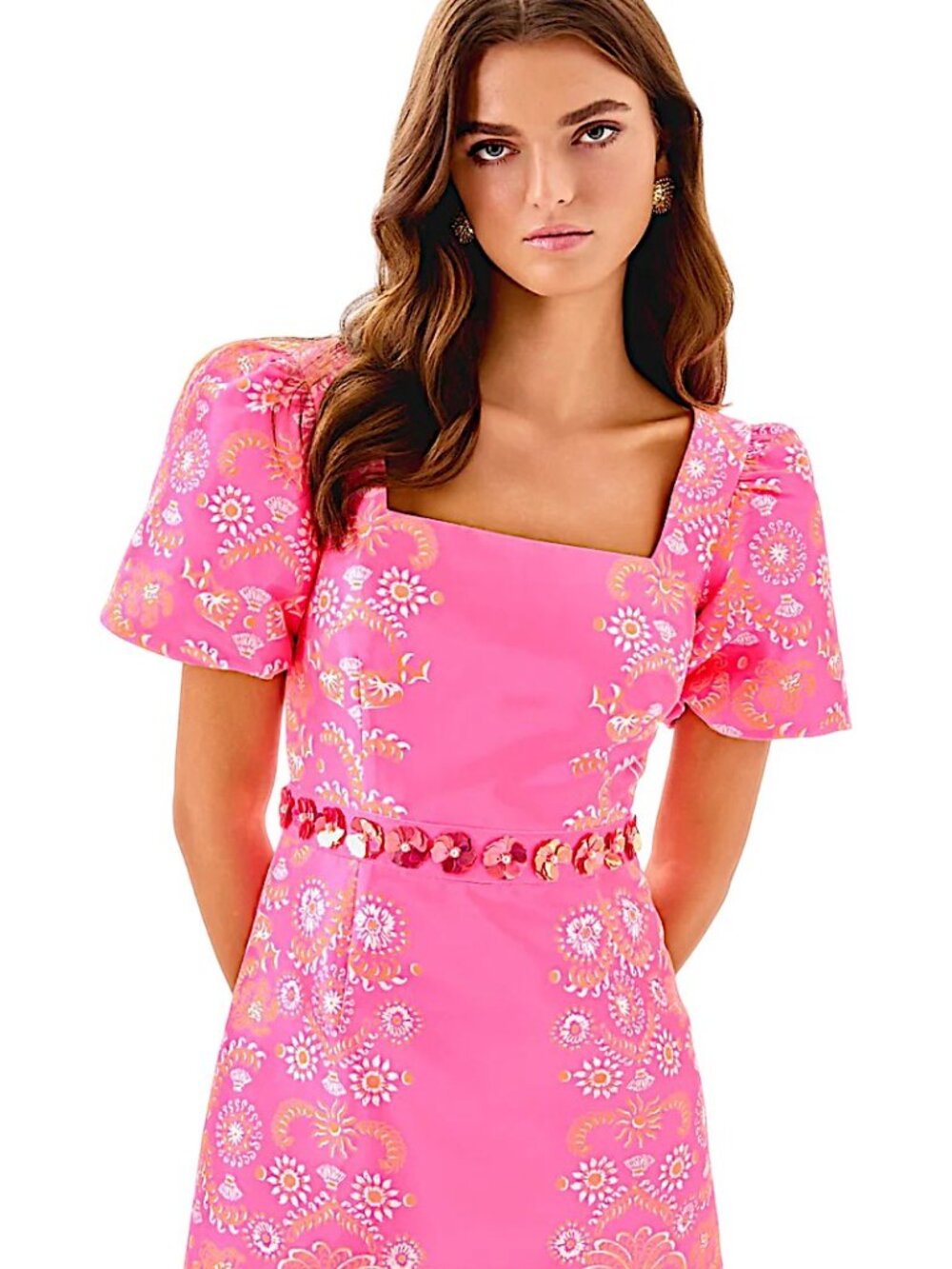 Lilly Pulitzer Cohen Skirted Romper in Sunkissed Pink/Breezy Palm NWT - Size 0 - Picture 4 of 9
